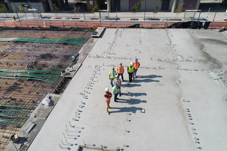 Construction workers on building site image