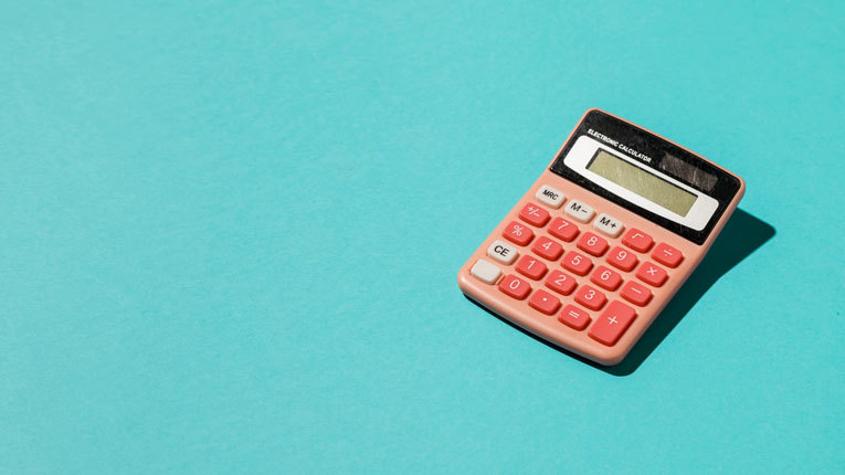 Calculator on blue background image