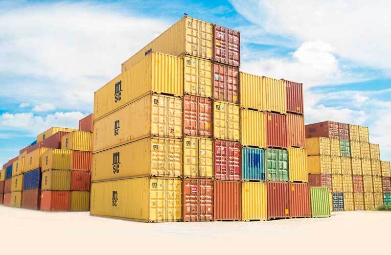 Stacked shipping containers image